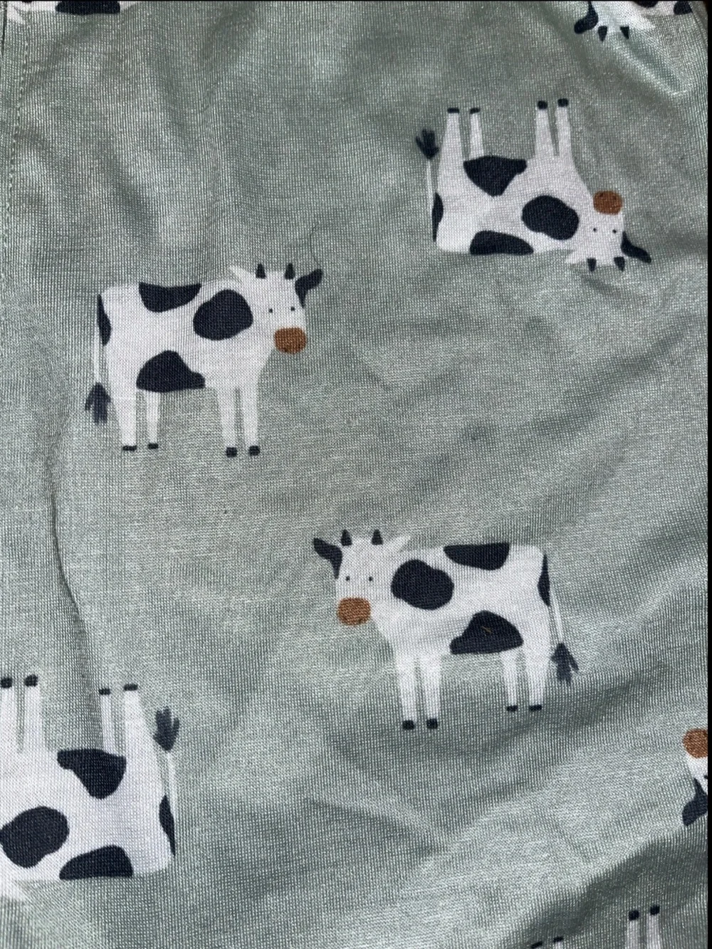 Mint Green COWS CLASSIC ZIPPER FITTED FOOTIE One-Piece for Toddlers 4T